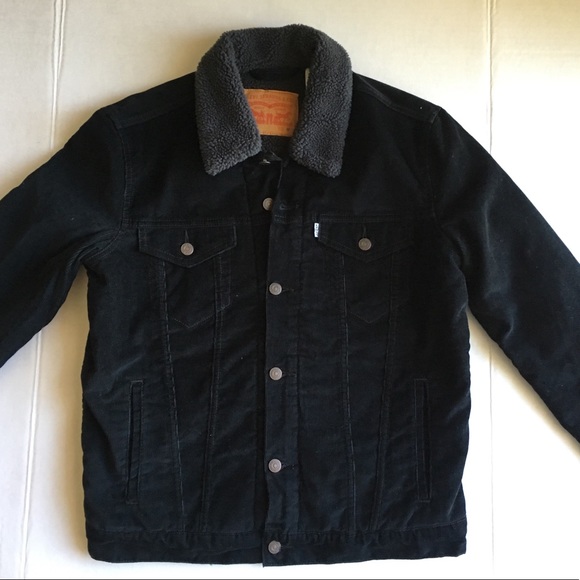 levi's black corduroy sherpa trucker jacket